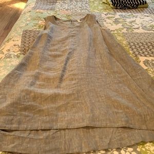 Eileen Fisher PL linen asymmetrical long dress.